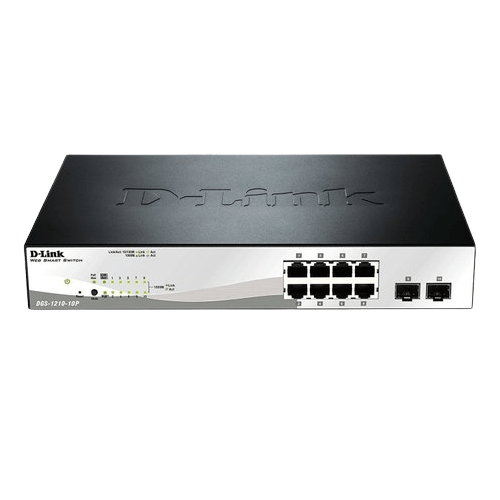 D-Link 8-ports 10/100/1000Base-T PoE + 2 SFP ports Smart switch