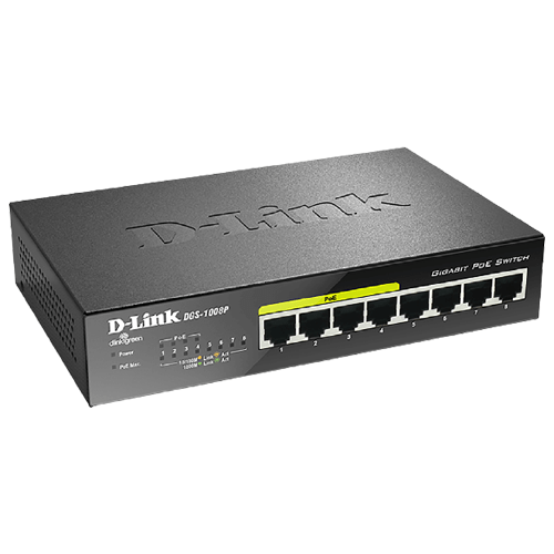 D-Link 8-port 10/100/1000Base-T Unmanaged Switch with 4 PoE , 52W PoE Power budget