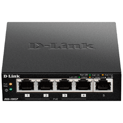 D-Link 5-port 10/100/1000Base-T Unmanaged Switch with 4 PoE , 60W PoE Power budget