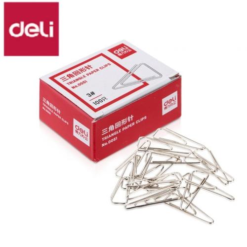 DELI E39719 TRIANGLE SILVER PAPER CLIPS 28MM 100's