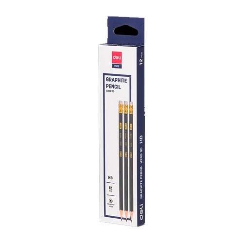 DELI U200 MATE HB PENCILS WITH RUBBER-TIP