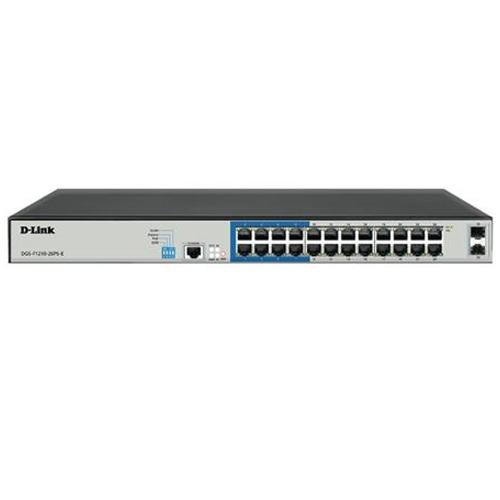 D-Link 26-port 10/100/1000Base-T Long Range 250m PoE+ Smart Switch with 24 PoE ports + 2 SFP ports, 250W PoE Power budget,