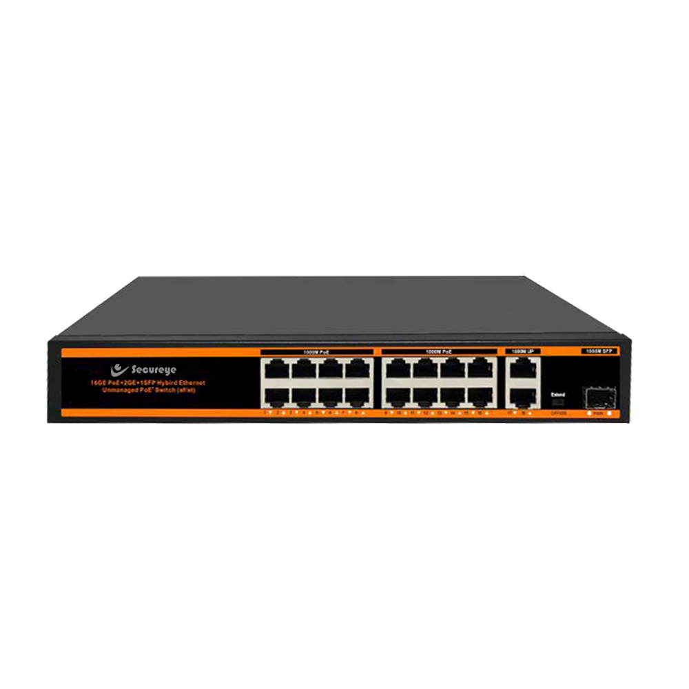 SECURE EYE S-16FE-2UG-1UF-300W-NB 16 Port 10/100Mbps 2 Uplink GIGA + 1 SFP POE Switch